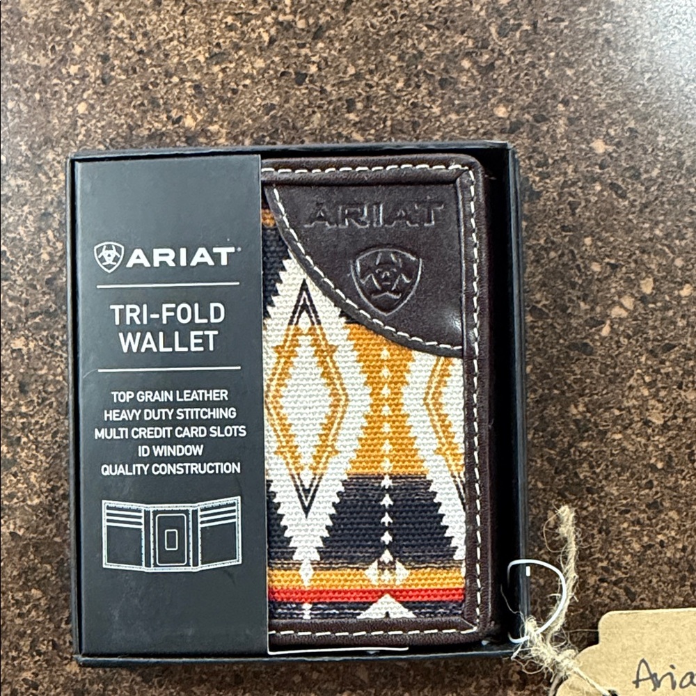 Ariat Brown and Orange Tri-Fold Wallet